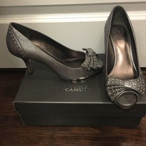 Vince Camuto Grey Peep Toe Pumps